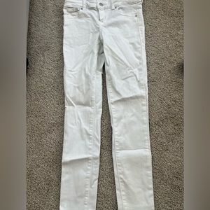 White jeans. Size 12. Cat and Jacket.